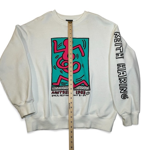 H&M x Keith Haring Men's Sz Medium White Sweatshirt Montreux 1983 Jazz Festival - Picture 3 of 15